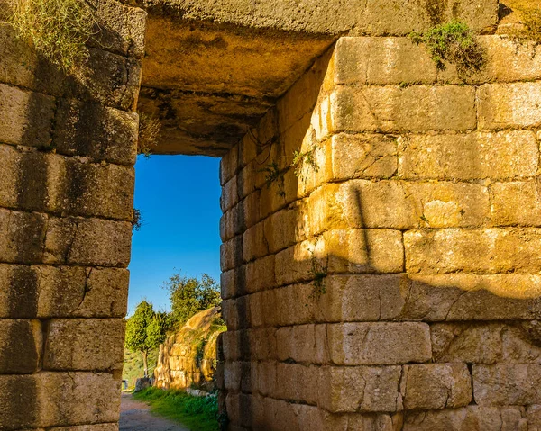 Πύλη Στην Αρχαία Πόλη Mycenae Πελοπόννησος Ελλάδα — Φωτογραφία Αρχείου