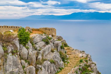 Palamidi 'nin Peloponnese kalesinden hava manzarası, nafplion, Yunanistan