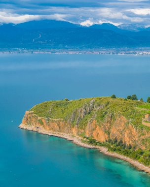 Palmidi 'nin Nafplion şehrinin havadan görünüşü, peloponez, Yunanca