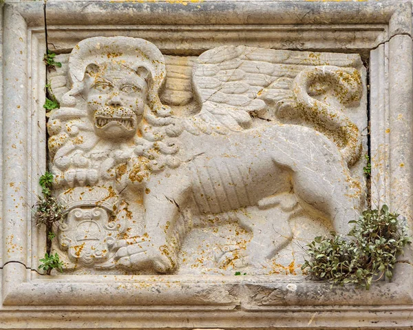 Sculpture Lion Célèbre Fort Palamidi Ville Nafplion Péloponnèse Grèce — Photo