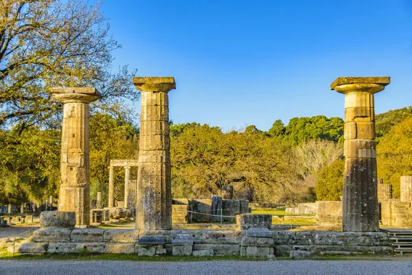 Scena Dnia Ruinach Starożytnego Miasta Olimpijskiego Grecja — Zdjęcie stockowe