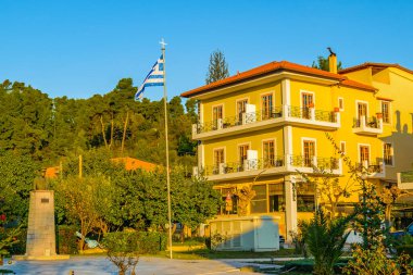 Olimpia kasabasındaki şehir günü sahnesi, peloponesse, Yunanistan
