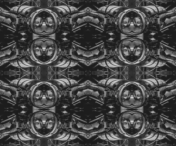 Zwart Wit Futuristische Stijl Geometrische Collage Naadloos Patroon — Stockfoto