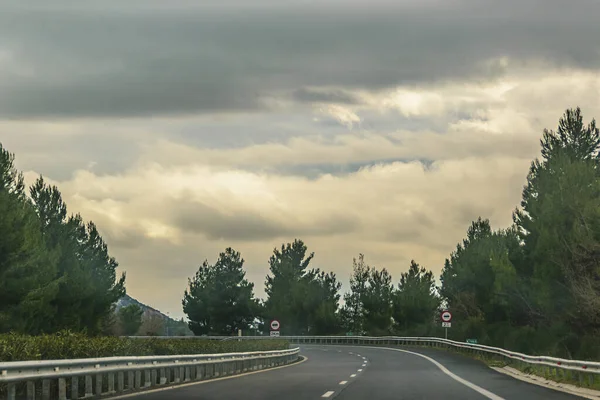 Krajobraz Autostrada Zima Scena Peloponez Grecja — Zdjęcie stockowe