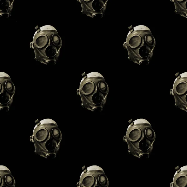 Black Brown Head Sculpture Respirator Photo Motif Seamless Pattern — 图库照片