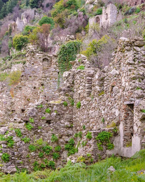 Piedra Arruina Edificios Ciudad Mystras Peloponeso Grecia —  Fotos de Stock