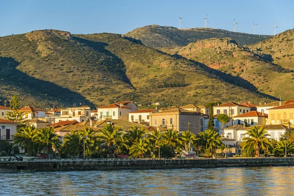 Tranquilo Paisaje Costero Mañana Escena Invierno Ciudad Galaxidi Grecia — Foto de Stock