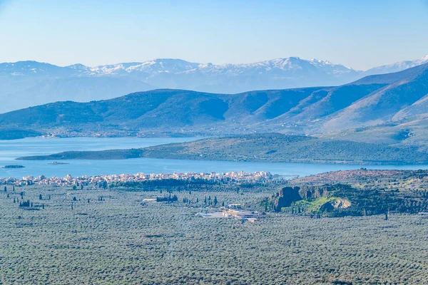 Uzak Mesafeden Çekilen Şehir Manzarası Yunanca — Stok fotoğraf