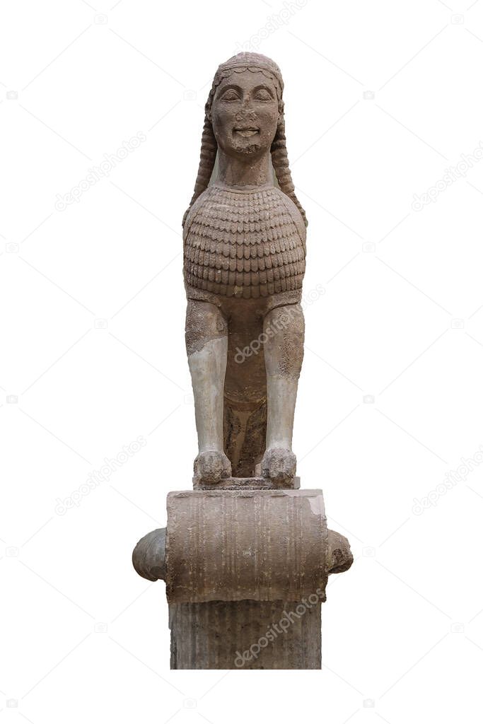Sphinx of naxos sculpture isolated on white background photo