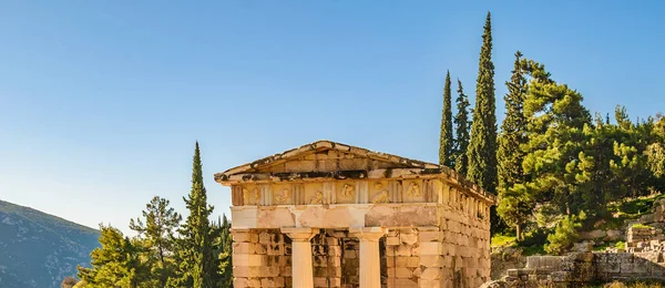 Athener Schatzhaus Delphi Heiligtum Phocis Griechenland — Stockfoto
