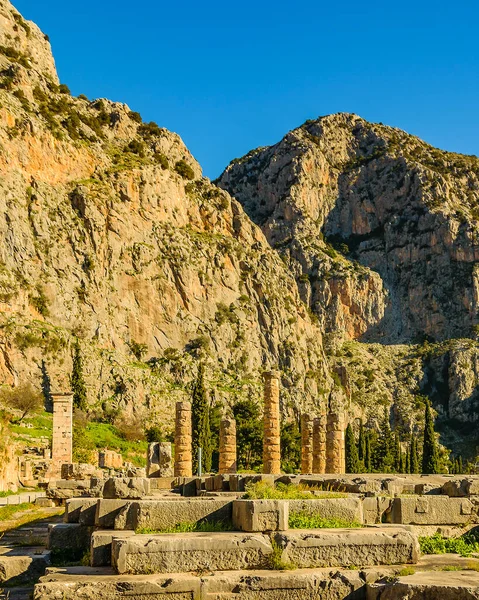 Scène Journée Ensoleillée Sanctuaire Delphes Phocis Grèce — Photo