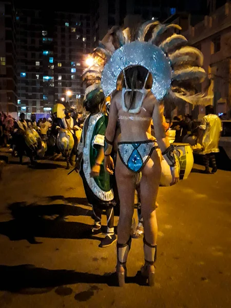 モンテビデオ ウルグアイ 2022年2月 伝統的なアフロアメリカンカーニバルのパレード モンテビデオ ウルグアイの夜のシーン — ストック写真