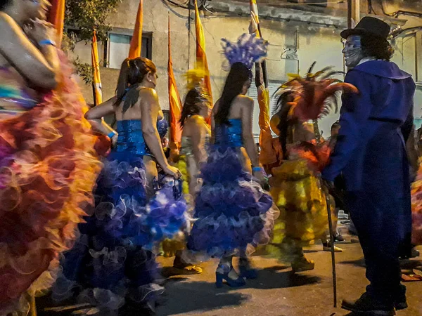 Montevideo Uruguai Fevereiro 2022 Cena Noturna Tradicional Desfile Carnaval Afro — Fotografia de Stock