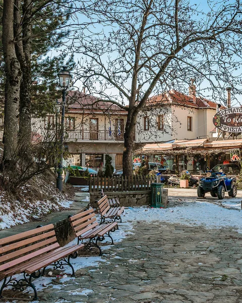 Metsovo Grece January 2020 冬の都市の日のシーンでMetsovo町 ギリシャ — ストック写真