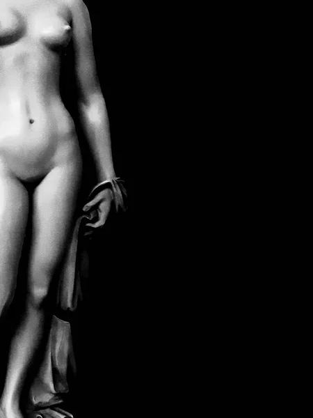 Donna Corpo Nudo Parte Scultura Sfondo Nero — Foto Stock