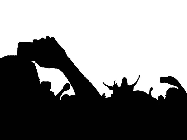 白いグラフィックシルエットで隔離された音楽祭黒で群衆 — ストック写真