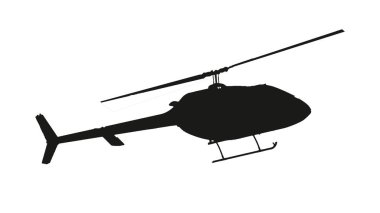 Helikopter uçan grafik silueti beyaz arkaplanda izole edildi