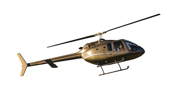 Helicóptero Voando Isolado Fundo Branco — Fotografia de Stock