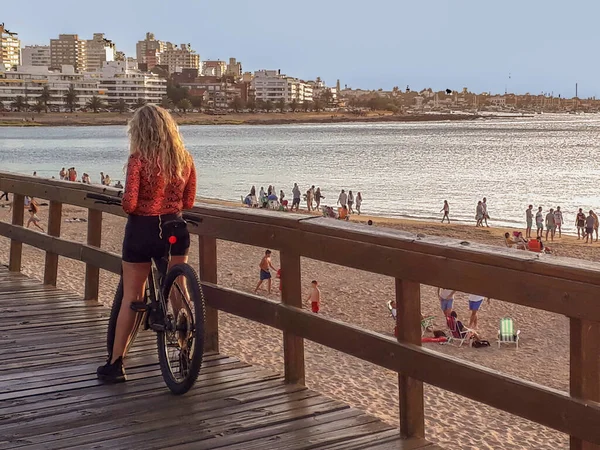 Punta Del Este Uruguay Gennaio 2022 Mansa Spiaggia Lungomare Scena — Foto Stock