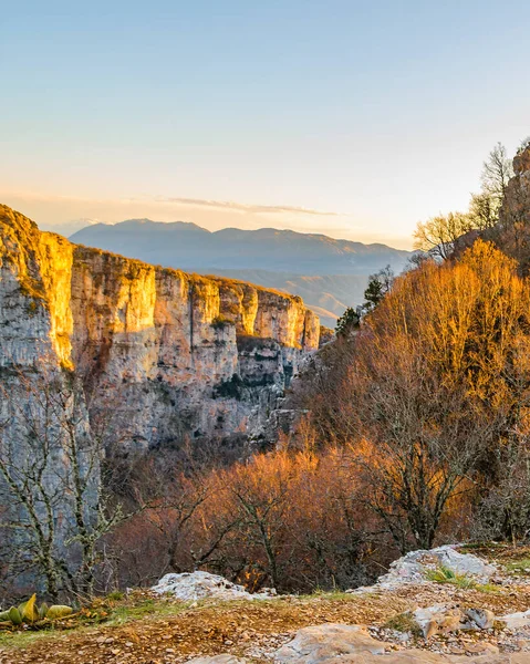 Escena Paisaje Día Famoso Parque Nacional Vikos Aoos Grecia — Foto de Stock