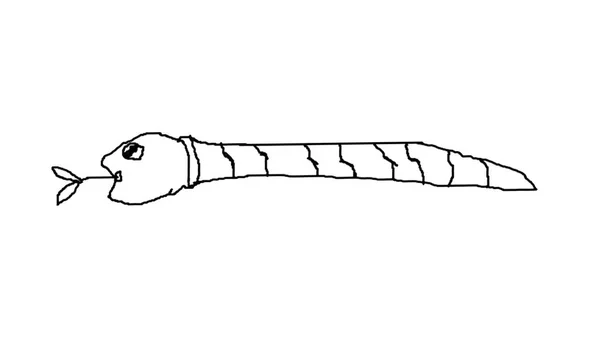 Black White Sketchy Cartoon Kid Style Snake Drawing — Stock Photo, Image