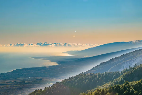 Yunan Olimpus Dağı Ulusal Parkı Ndaki Aeril Manzara Günü Sahnesi — Stok fotoğraf