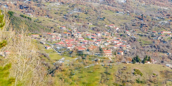Wintertagsszene Kleine Stadt Tal Griechenland — Stockfoto