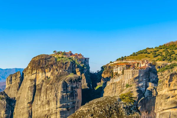 Kloosters Top Van Rotsen Landschap Scène Meteora Site Tesalia Griekenland — Stockfoto