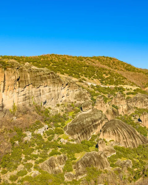 Klippig Landskapsscen Vid Meteora Plats Tesalia Grekisk — Stockfoto