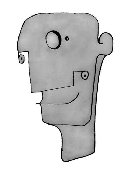 Black Grey Colors Pencil Drawing Monster Head Portrait — Foto Stock