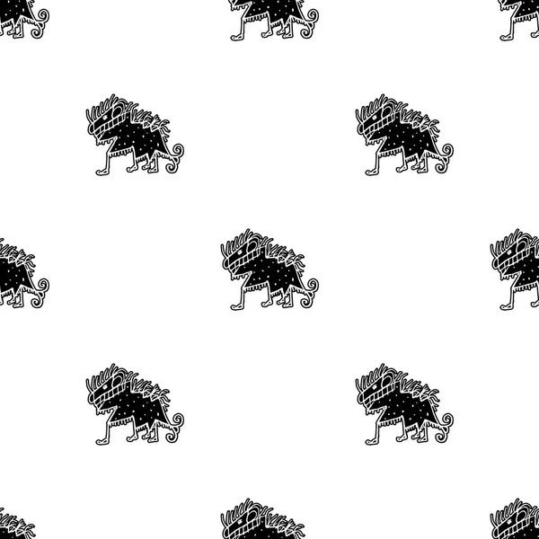 Μεμονωμένο Μαύρο Και Άσπρο Μολύβι Σχέδιο Τέρας Πλευρά Μοτίβο Θέα — Φωτογραφία Αρχείου