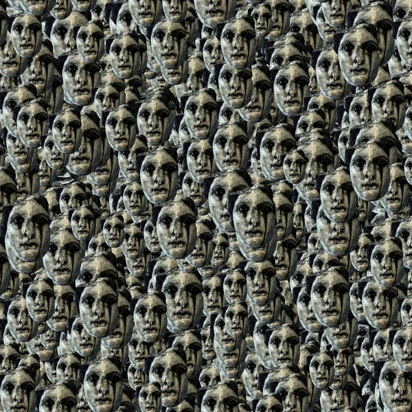 Creepy Style Woman Sculpture Head Motif Pattern — Stock Photo, Image