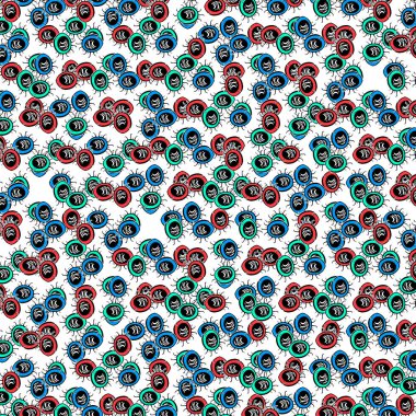 Karışık renkler, komik yaratıklar motif arkaplan