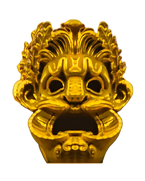 Estilo Pluma Oro Espeluznante Máscara Escultura Foto Aislada — Foto de Stock
