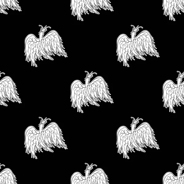 Black and white linear art dragon motif pattern illustration