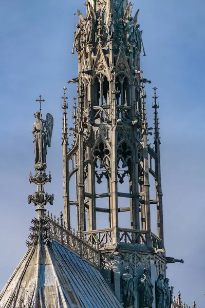 Vista Detalhe Exterior Famosa Igreja Notre Dame Cidade Paris França — Fotografia de Stock