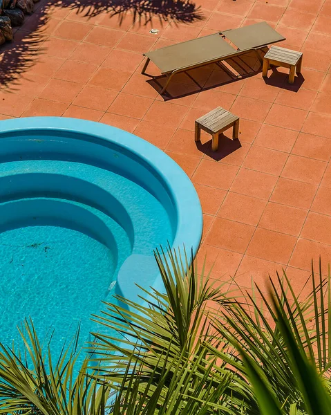 Top View Shot Big Outdoor Courtyard Swimming Pool Piriapolis Uruguay — Stockfoto