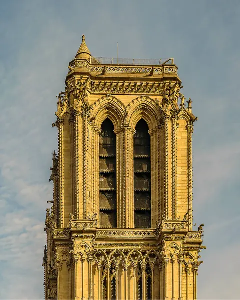 Vista Exterior Torre Famosa Iglesia Notre Dame Ciudad París Francia —  Fotos de Stock
