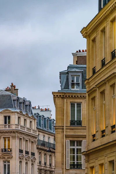 Exterior View Old Style Apartments Paris City France — Fotografia de Stock