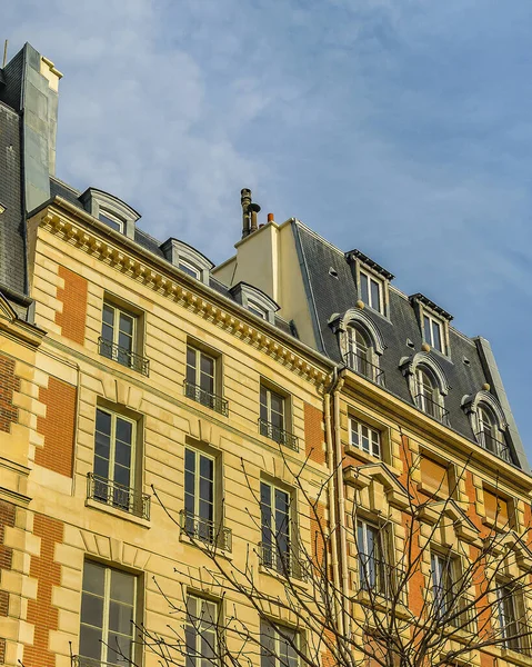 Exterior View Old Style Apartments Paris City France — Fotografia de Stock
