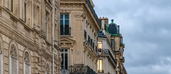 Exterior View Old Style Apartments Paris City France — Stock fotografie