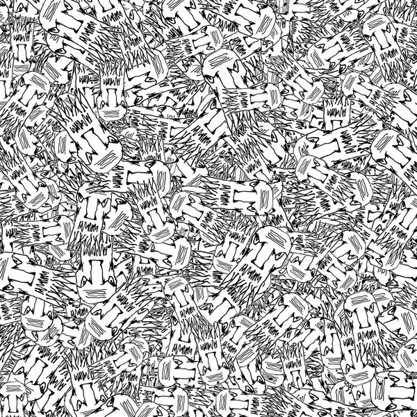 Black White Pencil Drawing Angry Expression Monster Motif Pattern — Fotografia de Stock