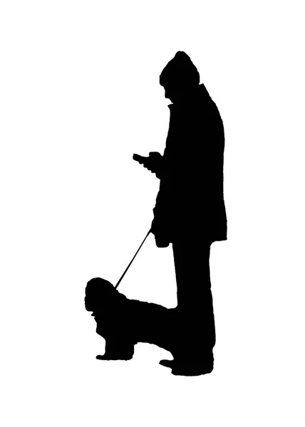 Men Pet Watching His Smartphone Isolated Photo — Zdjęcie stockowe