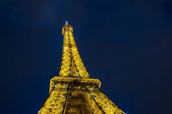 Exterior View Eiffel Tower Iluminated Night Paris France — Fotografia de Stock