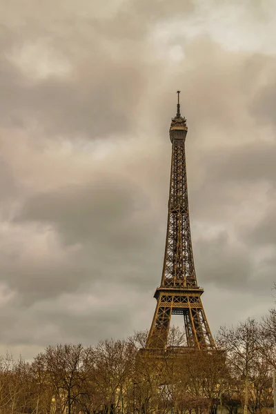 Exterior View Eiffel Tower Winter Season Paris France — Stock fotografie