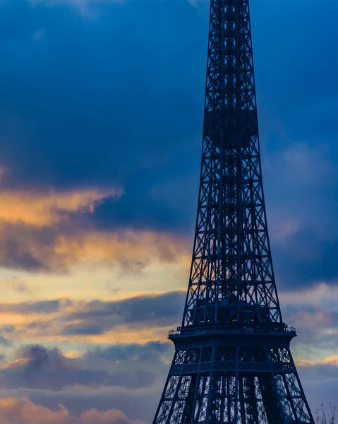 Urban sunset scene of paris city with eiffel tower as main subject