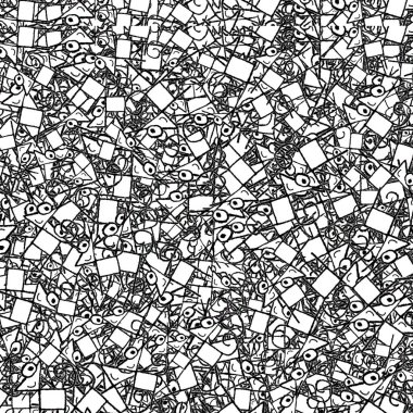 Black and white funny dog sketchy drawing motif pattern