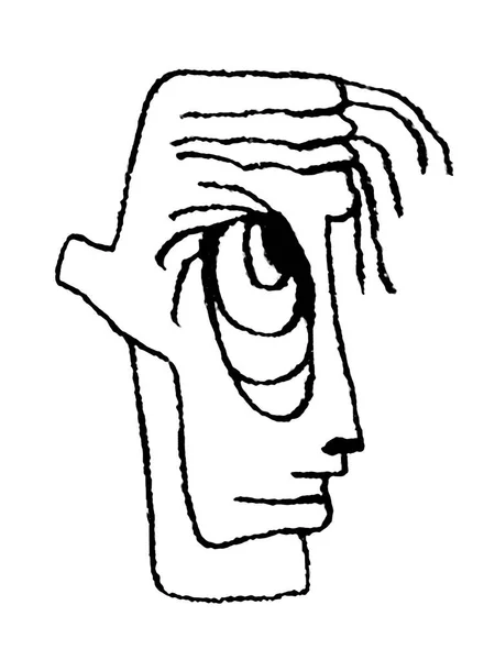 Side View Monster Man Head Black White Sketchy Style Drawing — Zdjęcie stockowe