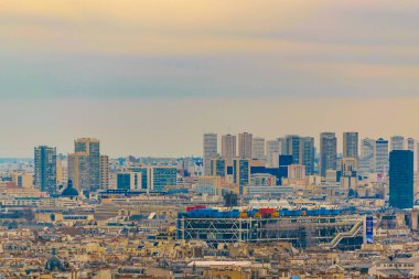 Aerial citiscape view of modern paris from sacre coeur viewpoint