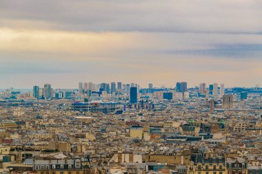 Aerial citiscape view of modern paris from sacre coeur viewpoint